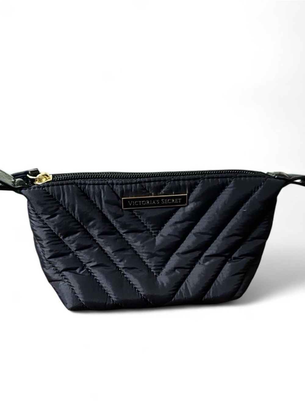 Victoria Secret Black Quilted Chevron Makeup Bag